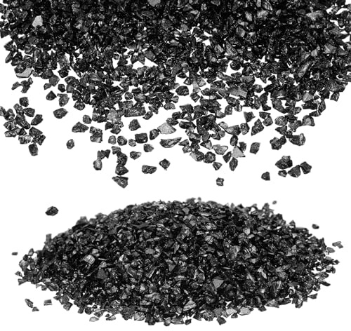 QUARKZMAN Zerkleinertes Glas Glitzer 2-4mm Unregelmäßige Chips Pailletten Metallisch Klobige Glitzer Steine für Harz Kunst Nagel Kunst Handwerk Telefon Sammelalbum(Schwarz 7.09 oz/ 213g)
