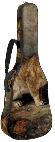 Schöne wasserdichte Tasche für Akustikgitarre, mehrere Taschen, Schutzschicht, Vintage-Kaninchenmuster, Mehrfarbig Nr. 08, 42.9x16.9x4.7 in, Gitarrentasche