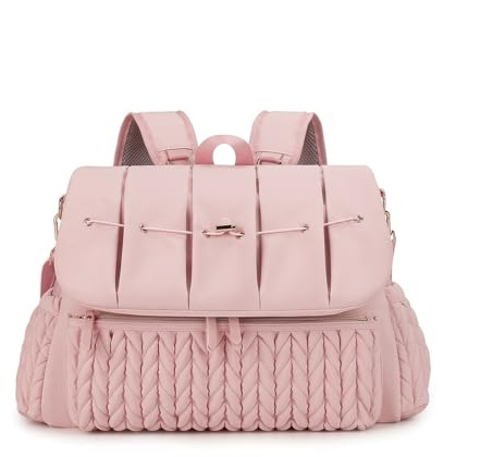 SONARIN Convertible Mochila de Pañales para Bebé,Gran Capacidad Impermeable Bolsa de Pañales Bolso Cambiador Bolsa de Viaje para Pañales con Cambiador & Correa de Hombro(Rosa)