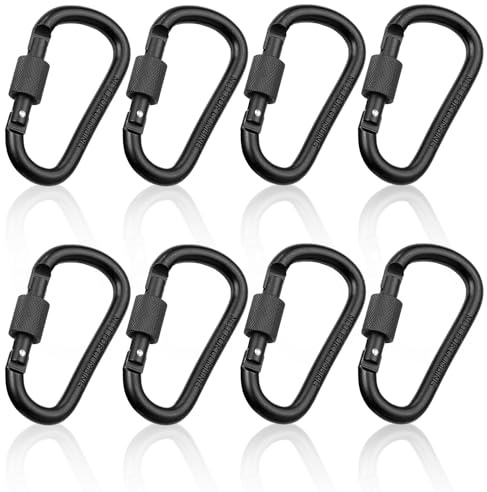 8 Stück Schraubkarabiner Mit Schlüsselanhänger - Aluminium Karabinerhaken für Camping, Angeln, Wandern