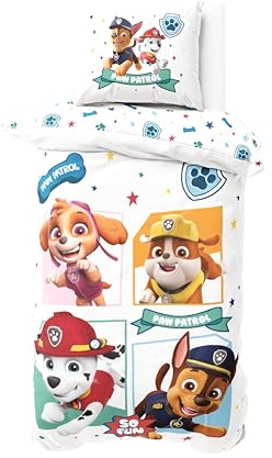 Juego de ropa de cama de franela de La Patrulla Canina, 135 x 200 + 80 x 80 cm, franela, certificado Öko-Tex, cremallera, suave y cálida para niños, personajes de la Patrulla Canina, Chase Skye