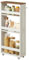 VASAGLE Carrello Stretto a 4 Ripiani, Carrellino da Cucina con Rotelle Maniglia, per Spazio Ridotto, 15 x 43,2 x 86,5 cm, Bagno, Lavanderia, Bianco Vintage e Marrone Miele LRC050K01