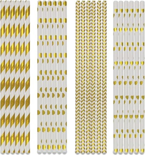 Pajitas de papel, pajitas de papel biodegradables, paquete de 200 unidades, color dorado bronceado, adecuadas para fiestas, bodas y ocasiones, pajitas de fiesta.