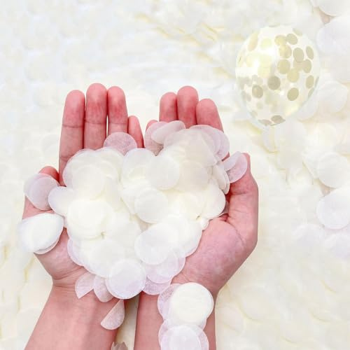 12000 pezzi di coriandoli biodegradabili, 100 g di coriandoli rotondi bianchi in carta biodegradabile per matrimoni, per palloncini, celebrazioni, baby shower, cerimonie, decorazioni per compleanni