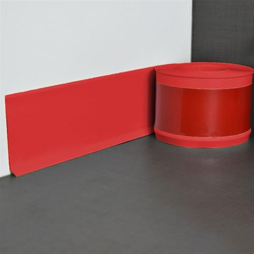 Base de vinilo flexible autoadhesiva de 32.8 pies, fácil de instalar, zócalo rojo para decoración del hogar, tira antipolvo y sin calafateo para protección de suelos y paredes