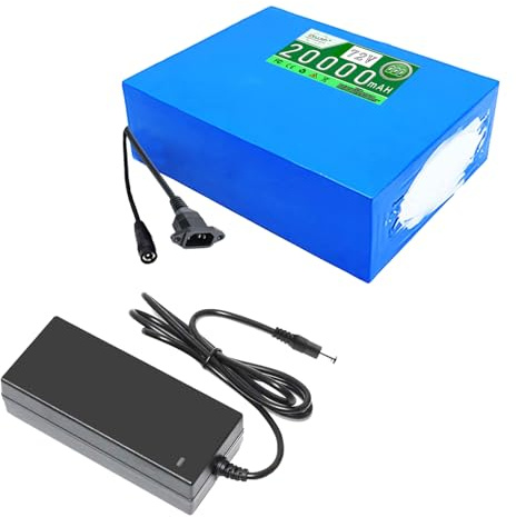 ZXLLAFT 72V litiumbatteri 72V 20Ah Li-ion batteri 72V uppladdningsbart batteri 72V löstagbart batteri med laddare och BMS för 250W - 1500W motorer,72v20ah character 3pins male1