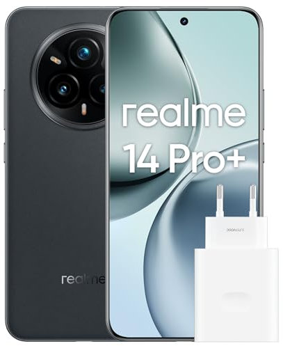 realme 14 Pro+ 5G Android-Handy 12GB+512GB, 6,83 Smartphone, 50MP OIS Kamera, Qualcomm Snapdragon 7s Gen 3 5G, OLED 4K Curved Display 120Hz, 6000mAh Akku, Grau (Mit Adapter)