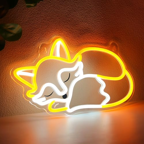 YuanDian Fuchs Neon Zeichen, Tier Neon Lichter für Schlafzimmer Wohnzimmer Wanddekoration, Geburtstag Party Geschenke für Kinder Erwachsene Menschen, die wie Füchse