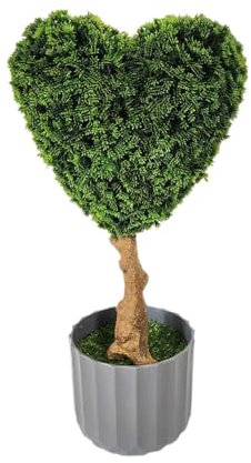Künstlicher Buchsbaum groß, Kunstpflanze UV-beständig, Plastik Künstliche Pflanzen im Topf, Kunstbaum, Fake Plant wie echt für Wohnzimmer Schlafzimmer Büro Garten Deko Geschenk (46cm Zypresse)