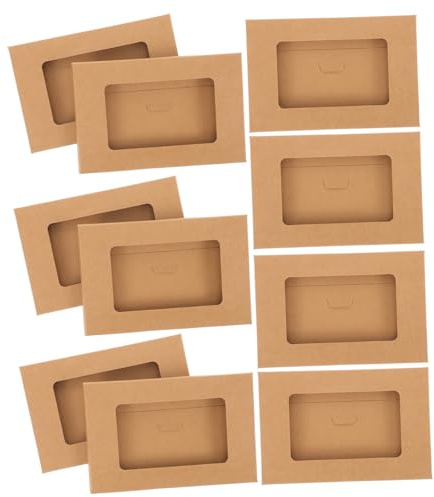 GRIRIW Postkartenboxen Aus Kraftpapier Mit Sichtfenster 10 Stück 6.30 X 4.13 X 0.20 Zoll Für Postkartenaufbewahrung Briefe Kataloge Rechnungen Büro Und Zuhause