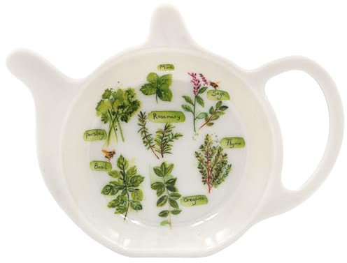 The Leonardo Collection Jennifer Rose Gallery Porte-Sachet de thé en Porcelaine avec Illustration botanique Accessoire de Cuisine Cadeau Rustique pour Les Amateurs de Jardin