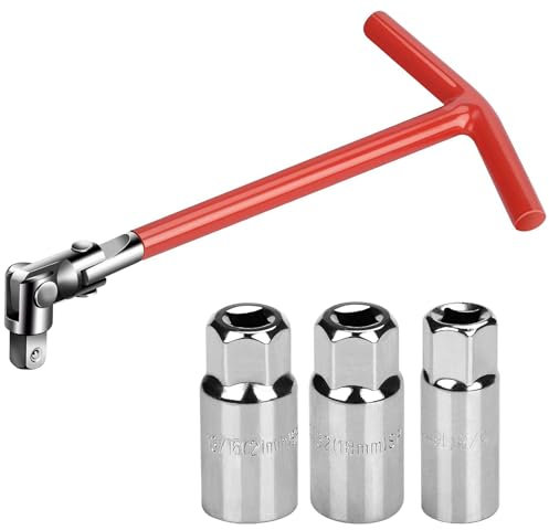 【Chiave per Candele Auto, con 3 Bussole da 16/18/21 mm, Chiave Universale a T per Candele di Accensione Moto e Auto】