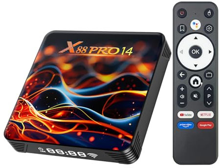 RUPA Android TV Box 14.0, 2025 8K Android Box mit RAM 2 Go ROM 16 Go WiFi6 Enternet 10/100M Bluetooth 5.0 USB3.0 Soporte 3D HD 8K Boitier TV Android