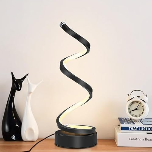 HechoVinen LED Tischlampe Spiral Design,USB Betriebene, 3 Farbtemperaturen | Moderne Spirale Nachttischlampe für Schlafzimmer, Büro, Wohnzimmer
