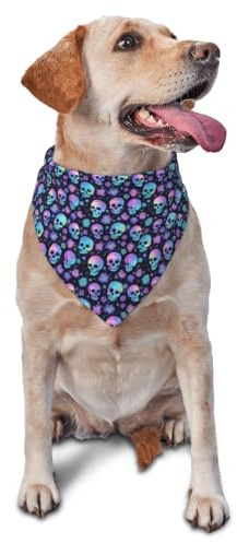 Hundehalstuch mit Totenkopf-Blumendruck, für kleine, mittelgroße und große Hunde, verstellbar, niedlich, Dreieck-Lätzchen, Schal, Taschentuch, Zubehör