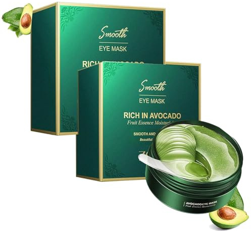Zozu Avocado Eye Mask,Avocado Kollagen Augenpads,Avocados feuchtigkeitsspendende Augenpads,Smooth Eye Mask Rich in Avocados,Augenmasken Gegen Augenringe,Falten,dunkle Ringe und Tränensäcke (2BOX)