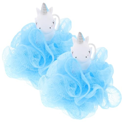Esponjas Exfoliantes de Malla Forma de Unicornio 2 Piezas | Plástico y Malla, Espuma Abundante y Tacto Delicado, Uso Versátil en Casa para Niño y Niña