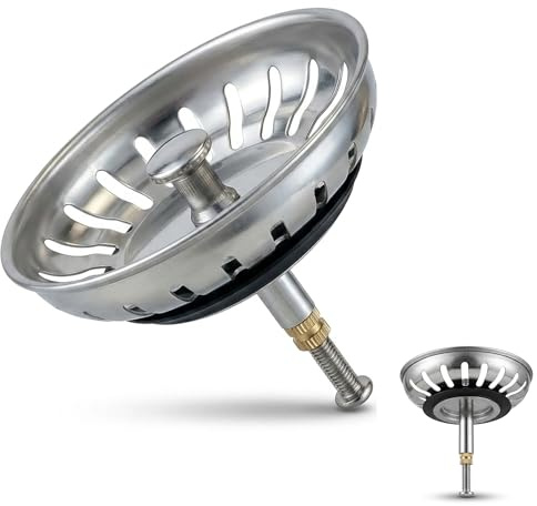 IUSOT Siebkörbchen Spüle 81 mm Edelstahl Abflussstopfen mit höhenverstellbarem Zapfen 36-72 mm für Küchenspüle Spülbecken Ersatzteil Abflusssieb Zubehör Kompatibel mit Franke Blanco