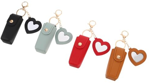 Healvian 4pièces Étui à Rouge à Lèvres Portable avec Miroir Lot de Pochettes de Protection pour Gloss Trousse de Voyage Compacte pour Sac à Main