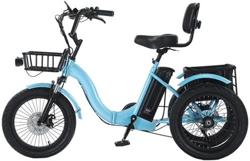 DHsdlpLU 18 E BIK Erwachsenendreirad Dreirad Fahrrad 3 Rad Elektrodreirad mit Gepäckkorb Breitreifen für Erwachsene Zusammenklappbar, Leichter Einstieg 30 kg Tragkraft B