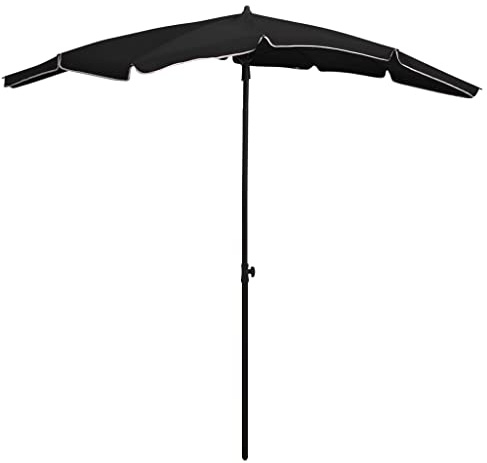 Parasol rectangulaire pour jardin et terrasse - Noir - 200 x 130 cm - Avec manivelle - Protection UV - Mât en acier stable en tissu polyester aux couleurs résistantes - Protection solaire idéale pour