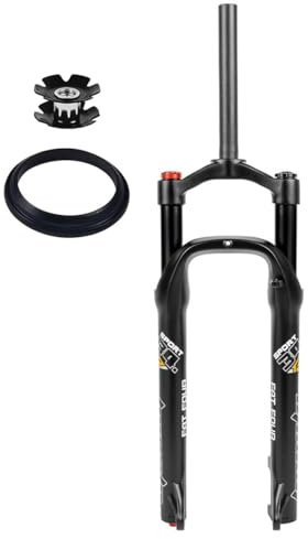 LHHL Fatbike Federgabel 26 Zoll Fahrrad Vorderradgabel Für Snow Beach 1-1/8 Gerades Konisches Rohr 9 * 135mm QR 120mm Federweg Zugstufen-Einstellung XC AM