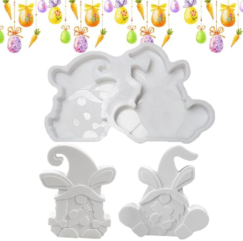 Xijobido Pasquali | Stampo per Conigli per la Fusione in Gesso | 2 Pezzi Stampo Silicone per Nani - per Cera Resina Decorazioni Festa Primavera Tavola