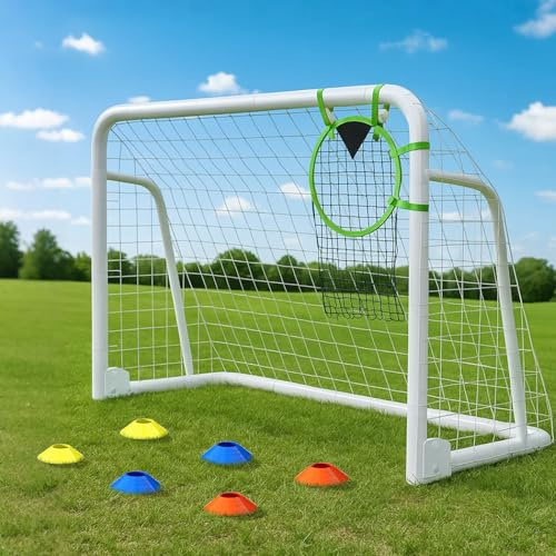 Fußballtor 180×120cm für Garten & Freizeit | Weiß | Robustes Standtor für Outdoor-Sport