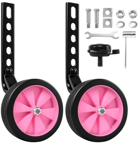 GFUEIGJ Fahrrad Stützräder Kinder Einstellbare Universal Stützräder Kinderfahrrad Kinderfahrrad Stützräder für 12-20 Zoll Fahrrad (Rosa)