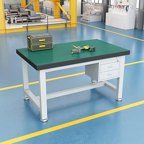 Antistatic Workbench, Heavy-Duty ESD Lab Table with 2 Drawers, Metal Commercial Workbench Outdoor, 2204LBS Capacity, Suitable for Workplace, Home, Hotel, Garage(80 * 60 * 80cm)