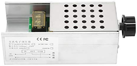 Aramox Controlador de Voltaje SCR AC 220 V Regulador de Voltaje de Tiristor 6000 W Controlador de Velocidad del Motor con Disipador de Calor Grande Compacto 130 X 60 X 47 Mm para Proyectos de Taller