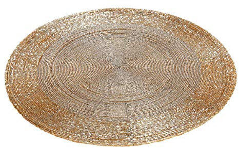Platzset Glasperlen, 35 cm, gold