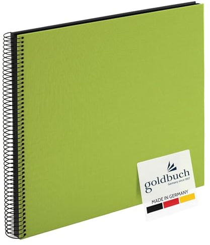 goldbuch 25 962 Spiralalbum Bella Vista, Foto Album 35 x 30 x 1,5 cm - Spirale ⌀ 2,8 cm, Fotoalbum, 40 schwarze Seiten, vorderes Cover aus Leinen, Fotobuch für Bilder und Fotos zum Einkleben, Grün