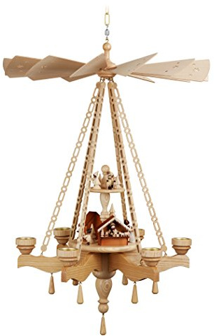 Deckenpyramide - Hängepyramide exklusiv 85cm, 2 Etagen, Motiv Weihnachtsmarkt - Original Erzgebirge® #0951