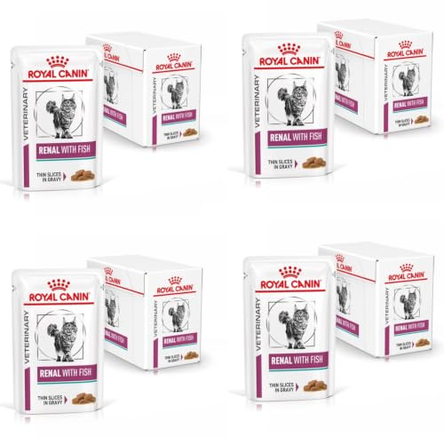 Royal Canin Veterinary Renal Fish | 4er Pack | 4 x 12 x 85 g | Diät-Alleinfuttermittel für ausgewachsene Katzen | Zur Unterstützung bei Nierenproblemen | Im Frischebeutel