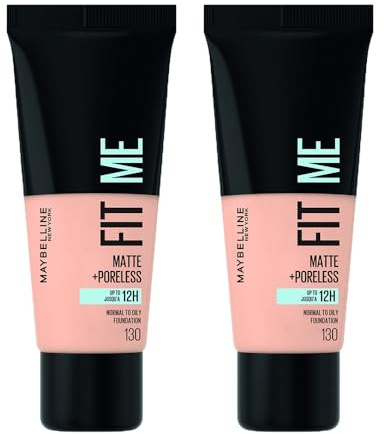2 x Maybelline Fit Me Matte & Poreless Grundierung Grundierung 30ml 130 Buff Beige