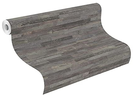 Rasch Tapeten 939828 Vliestapete in grauer Holz-Optik – 10,05m x 53cm (L x B) Vlies Tapete Rasch Kollektion Factory III, 10,05-0,53 Grau