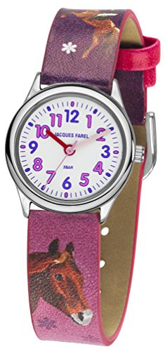 Jacques Farel Orologio da polso per bambini, analogico al quarzo, con cavallo, in similpelle e metallo, HCC 543