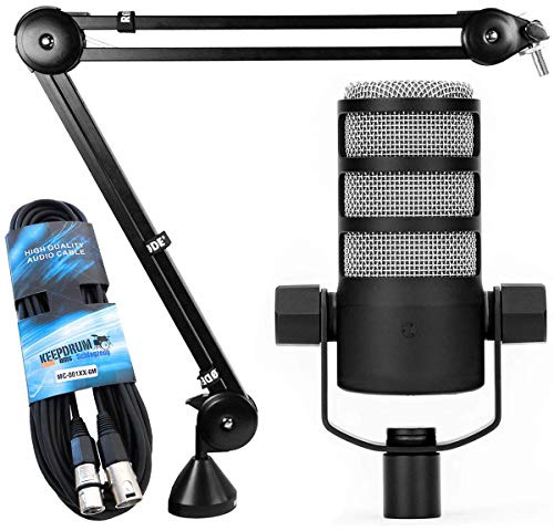 Rode Podmic Podcast-Mikrofon + PSA1 Gelenkarm-Tisch-Stativ + keepdrum XLR-Kabel