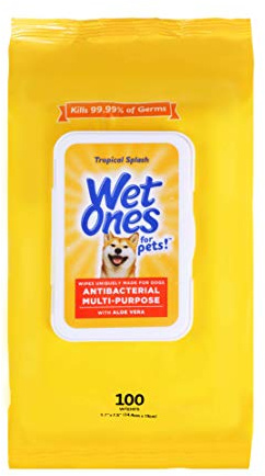 Wet Ones Multi-purpose pet wipes with aloe vera wipes for all dogs in tropical sponges for dog paws and all other uses 100CT | Wet-lock seal keeps wipes moist for dog paws and all-over use