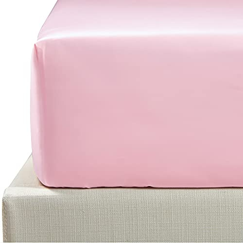 NTBAY 500 Thread Count 100% Egyptian Cotton Double Fitted Sheet, Super Soft Cozy and Breathable Deep 12 / 30cm Fitted Bed Sheet, Pink