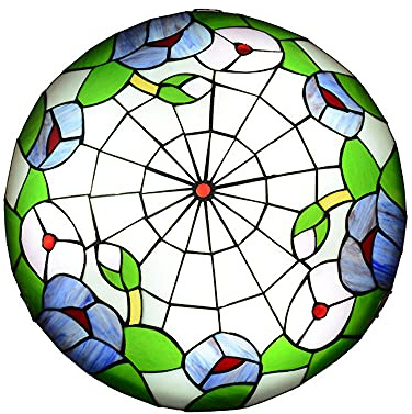 Retro Wohnzimmer Deckenleuchte Tiffany Stil Vintage Schlafzimmer Deckenlampe Jugendstil Mediterraner-Lampen Gang Beleuchtet Balkon Esszimmer Studie Deckenbeleuchtung Farbe Glas Lampenschirm (50CM)