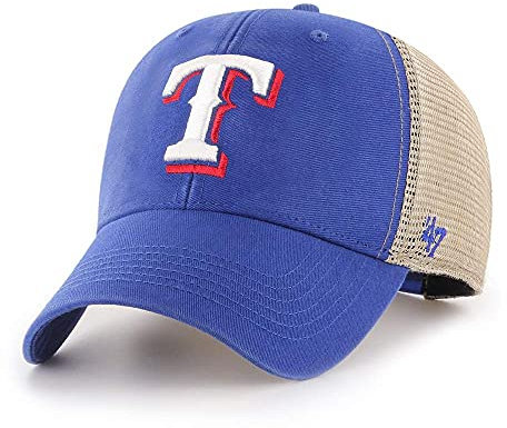 47 MLB Baseballkappe, Team-Farbe, Netzstoff, Trucker-Logo, MVP, verstellbare Struktur, Einheitsgröße für Erwachsene, Texas Rangers, Einheitsgre