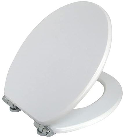 Virsus 1 Copriwater Lusso in Legno di colore bianco 926 con misura 36 x 43 cm, copriWC universale a forma D, sedile con ganci in metallo Inox e montaggio rapido