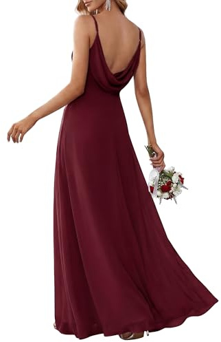Ever-Pretty Women's Spaghetti Straps Evening Gown V-Neck A-Line Sleeveless Chiffon Backless Maxi Bridesmaid Dresses ES80026