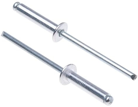 4mm x 18mm Aluminiumnieten, 500 Pack – Nieten für Metall, Blindniete, Kuppelkopf Legierungsnieten, Aluminiumkörper und Stahldorn Popnieten für Weißblech, Metallbefestigungen, Leder – Drucknieten