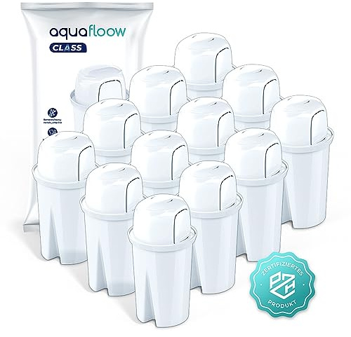 Aquafloow Vattenkanna Filter, Vattenfilterpatrone för Vvattenfiltrering| Kompatibel med Brita Classic, Dafi Family Astra, Återanvändbara, Minskar Kalk Och Klor – 12 stycken