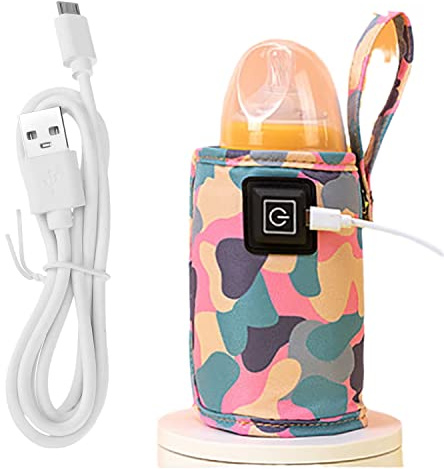 Bolsa calentadora de leche USB, calentador de botellas rápido para viajes, calentador de botellas portátil para viajes, calentador de botellas sobre la marcha con cables USB, calor suave para mantener