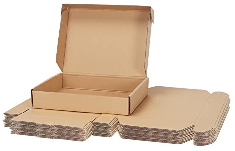 RLAVBL 25 Stück Braune Versandkartons mit den Maßen 28 x 20,4 x 5,1 cm für den Versand von Gegenständen, Spielzeug und Geschenken