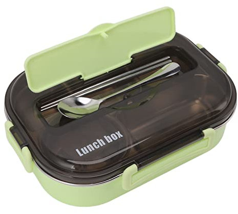 Acciaio Inossidabile Portatile, Contenitori per il Pranzo Contenitori per Alimenti da Viaggio e da Asporto Contenitore Termico per il Pranzo con Scodella per Zuppa Bacchette (Verde)